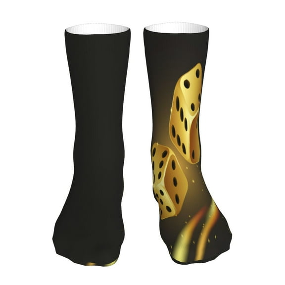 Goofa Golden Dice for 16in Socks, Funny Novelty Crazy Design Cotton Socks Sports Socks Knee High Socks For Men, Women,1Pairs - Gift For Working Friends