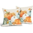 thumbnail image 2 of Fall Pillow Covers 18x18 Set of 2 Watercolor Pumpkin Maple Leaf Throw Autumn Thanksgiving Farmhouse Outdoor Pillowcases Cotton Linen Cushion For Couch Bed Sofa Chair Decor, 2 of 6