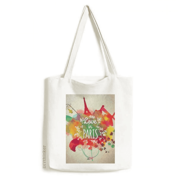 Colorful Mark City France Eiffel Tower Tote Canvas Bag Shopping Satchel Casual Handbag