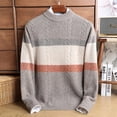 thumbnail image 4 of Suéter de cachemira para hombre, 100 % lana pura, cuello redondo, otoño e invierno, grueso, a rayas, color a juego, jersey de punto coreano, 4 of 5