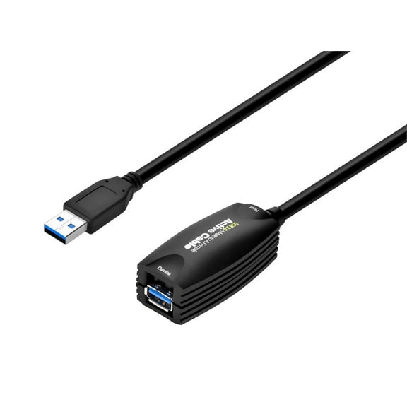 Monoprice USB 3.0 Active Extension Cable - 5 Meter - Black | USB Type-A Male to USB Type-A Female, 10 times faster than USB 2.0