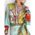 thumbnail image 2 of Women's Printed Long Sleeve Shirt Dress with Buttoned Tie Details 100% Polyester Fabric for Everyday Wear Comfort, 2 of 7