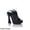 Black, variant on Women's Pink Feather Trim Platform Mule Sandals FUNKY TOWN Chunky Heel Slip-On
