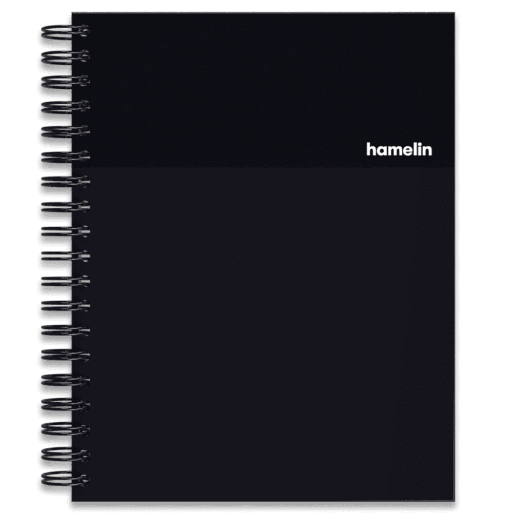 1 Subject Spiral Notebook College Ruled 8'x10' Hardcover MIDNIGHT Black