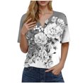thumbnail image 1 of Blusas de Manga Corta para Mujeres Impresas Cuello Redondo Casual, Top de Algodón de Imitación para el Hogar Y el Uso Diario, 1 of 6