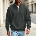 thumbnail image 4 of Fmbrln Fall Winter Mens Quarter Zip Sweatshirt Knit Stand Collar Long Sleeve Shirts Solid Color Pullover Tops with pocket Dark Gray XL, 4 of 6
