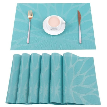

Placemats For Dining Table Washable Placemat Set Of 6 Heat Resistant Woven Vinyl Non-Slip Kitchen Table Mats Wipe Clean CHMORA