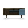 thumbnail image 1 of Manhattan Comfort Liberty 53 Inch Mid Century Modern TV Stand Table, Brown/Blue, 1 of 5