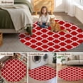 thumbnail image 5 of Red Morocco Round Area Rug 3.3Ft Washable Circle Rugs for Dining Room Table, Geometric Moroccan National Abstract Art Non-Slip Carpet Floor Mats Indoor Outdoor Carpet Runner Aesthetic Home Decor, 5 of 8