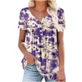 thumbnail image 2 of Palato Women's Plus Size Tops,Women's Summer Tunic Round Neck Printed T-Shirts Casual Short Sleeve Blouse Pleated Tops With Ruffle Hem, 2 of 8