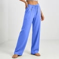 thumbnail image 6 of KIHOUT Women's Wide Leg Pants Drawstring Elastic Waist Loose Fit Casual Trousers with Side Pockets Lightweight Beach Vacation Pants for Summer, 6 of 9