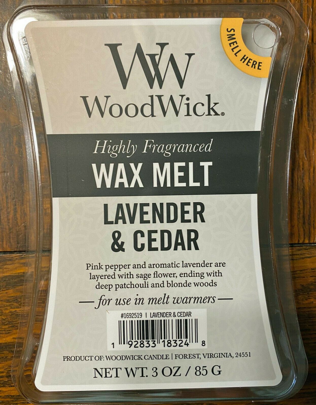 WoodWick Wax Melts Large 3 oz Scent Lavender & Cedar