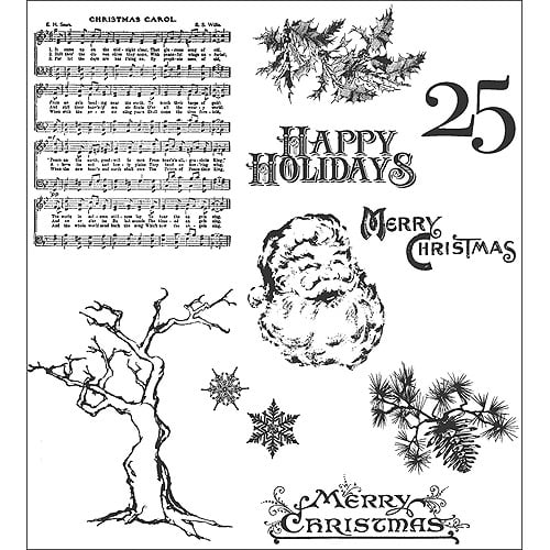 Seasonal Reflections Stampers Anonymous Tim Holtz Cling Rubber Stamp Set