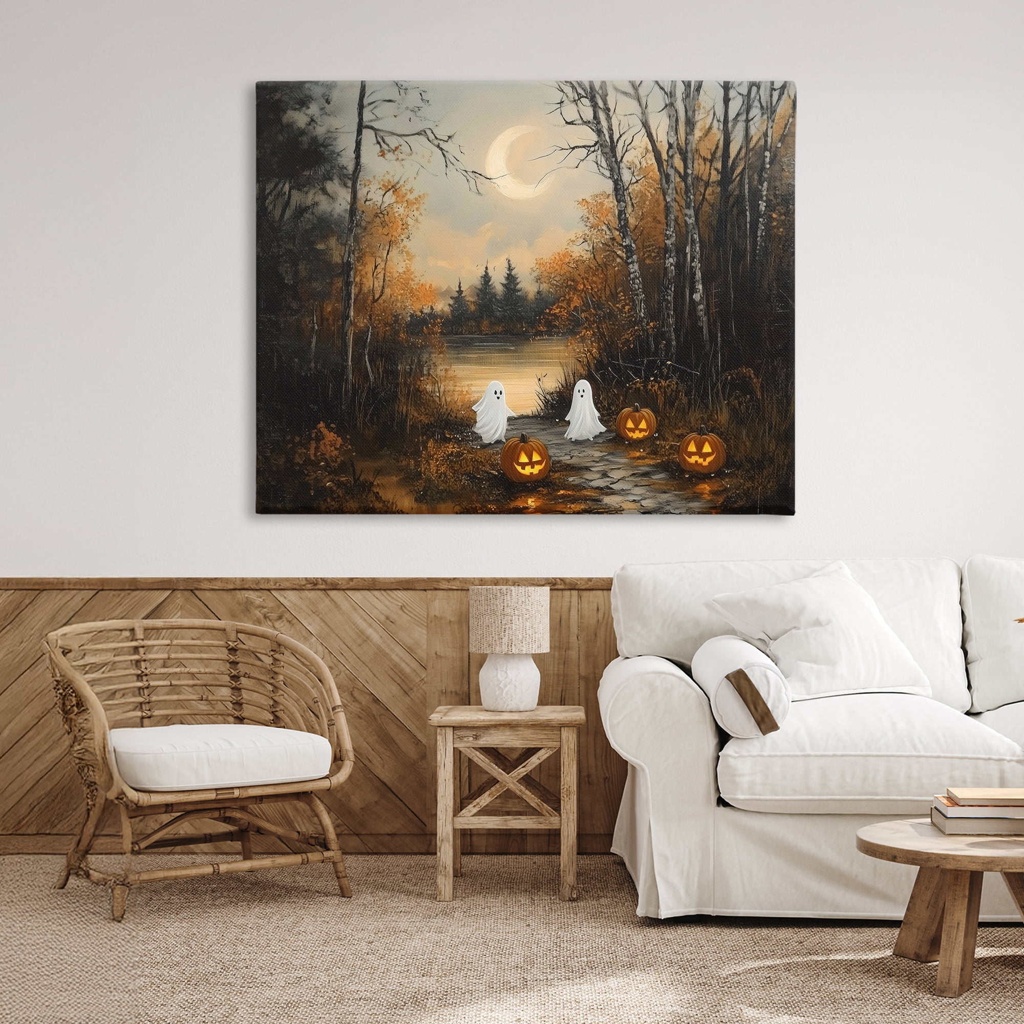 Autumn Ghosts at Lake Canvas Wall Art, design by Arlington Prints