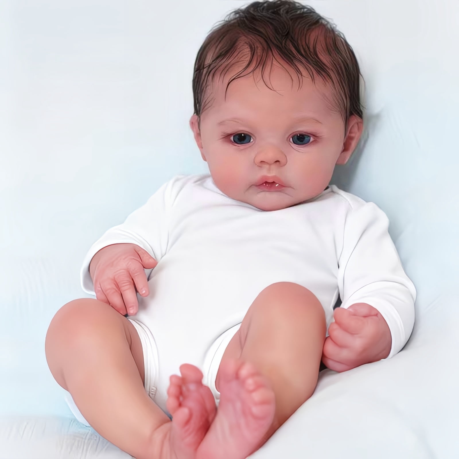 18 Inch Reborn Doll Girl, Full Vinyl Body Lifelike Baby Doll, Hand Rooted Hair Realistic Reborn Doll Toy for Kids Age 3+