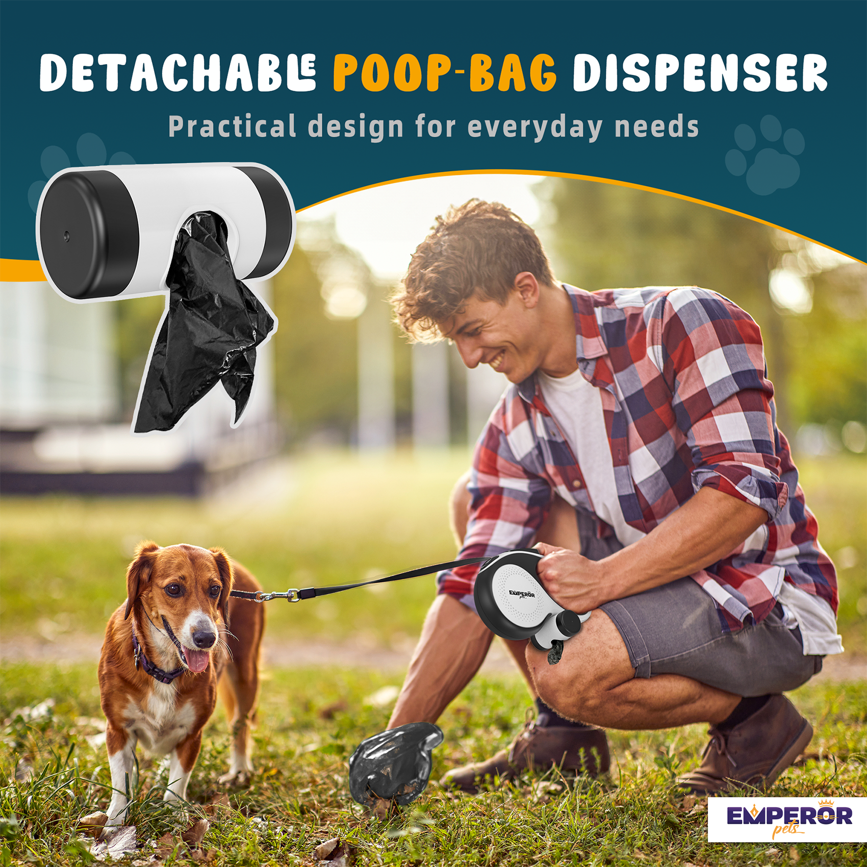 Emperor Pets 16 ft Retractable Dog Leash Large Dogs, White - Up to 110 lbs, Heavy Duty Dog Leash Retractable 16 ft, Aura Series – BW16