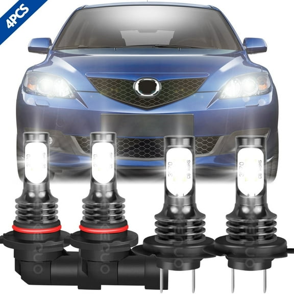 For Mazda 3 2004-2006 LED Headlights High Low Beam 4 Bulbs Combo Kit White