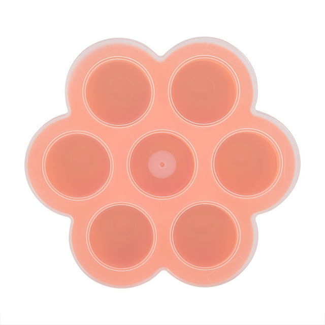 7 Cavités Moule à Œufs en Silicone Contenant de Stockage Réutilisables Bébé Aliments Plateaux Congélateurs avec Couvercle Orange