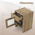 thumbnail image 3 of Costway 2 PCS Farmhouse Nightstand Fluted Bed Side Table with Large Drawer Enclosed Cabinet, 3 of 10