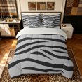 thumbnail image 3 of Manfei Fashion Tiger Print King Bedding, Modern Stripes Lines King Bed in a Bag, Gray Black, Gray Reversible, 7 Pieces, 3 of 6