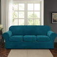 thumbnail image 5 of MIFXIN Velvet Plush Sofa Covers Stretch Couch Covers with Separate Cushion Cover (Blue, 3-Seater Sofa), 5 of 10