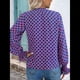 thumbnail image 5 of Blusa de Estilo Bohemio con Cuello en V y Mangas Largas, Estilo Floral, Informal, Holgada, de Verano, con Mangas Abullonadas para Mujer. Púrpura L, 5 of 6