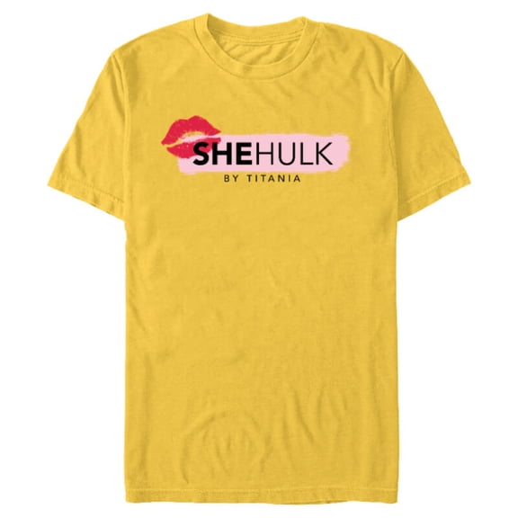 Marvel Studios She-Hulk by Titania Kiss Logo Light Disney  - Short Sleeve Blended T-Shirt for Adults - Customized-Yellow