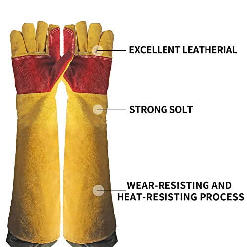 Leather Welding Gloves 23.6 Extra Long Sleeves Thicken Extreme Heat Resistant Working Protect Gloves Fireplace//Gardening Gloves DHST15 Cut-Proof Labor Gloves