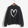thumbnail image 2 of Blouse for Women Winter Fall Relaxed Fit Crew Neck Long Sleeve Kimono Drop Shoulder Ribbed Knit Heart Print Leisure Cotton Sweatshirt (Black,XXL), 2 of 4
