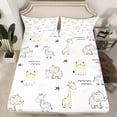 thumbnail image 2 of Homewish Cartoon Lion Zebra Elephant Twin Sheet Sets 3pcs for Kids Children,Kawaii Animal Twin Fitted Sheet Microfiber,Cute Jungle Wildlife Breathable Flat Sheet,Lightweight Room Decor, 2 of 7