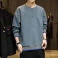 thumbnail image 3 of Sudaderas para hombre Top sin capucha sólido cuello redondo ropa de hombre azul cuello redondo jersey suelto estilo coreano ofertas sudadera, 3 of 5