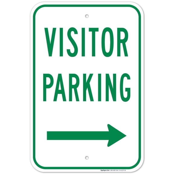 Right Side Visitor Parking Green Sign, 12x18 Aluminum