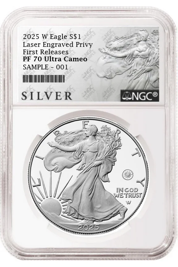 2025 W Proof American Silver Eagle with Laser Engraved Privy NGC PF70 First Releases ALS