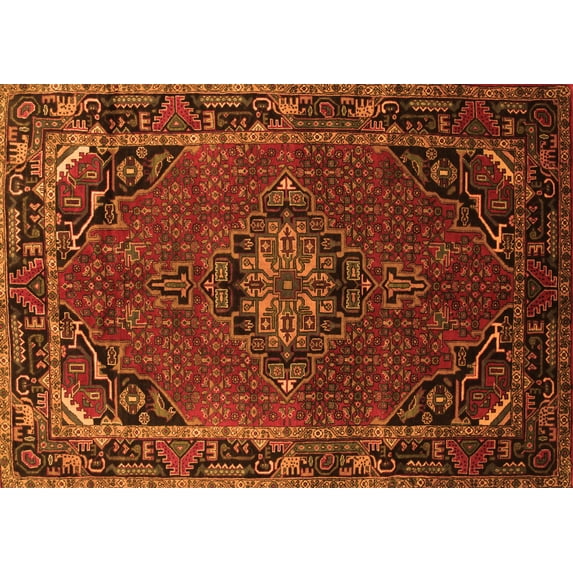 Ahgly Company Indoor Rectangle Medallion Orange Traditional Area Rugs, 4' x 6'