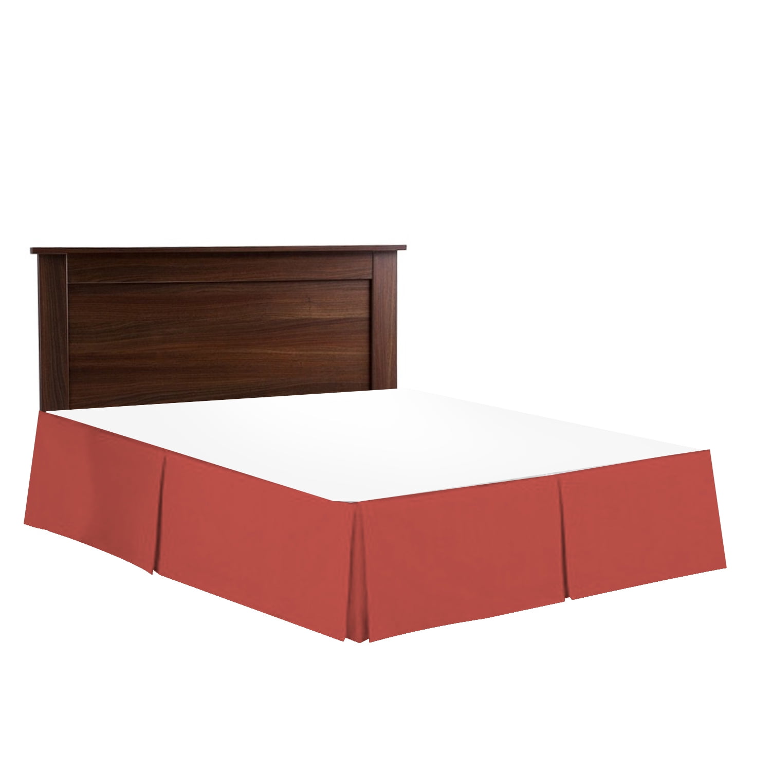14" Tailored Pleated Bed Skirt Dust Ruffle, Full, Rust Orange, by Clara Clark