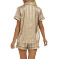 thumbnail image 4 of IROINNID Women's Two-Pieces Pajamas Set Short-sleeve Tops with Shorts Loose Loungewear Cozy Sleepwear,Beige, 4 of 6