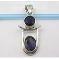 thumbnail image 2 of SilverStarJewel 925 Sterling Silver Exclusive Cut Iolite 2 Stone Combination Art Pendant 1.4", 2 of 3