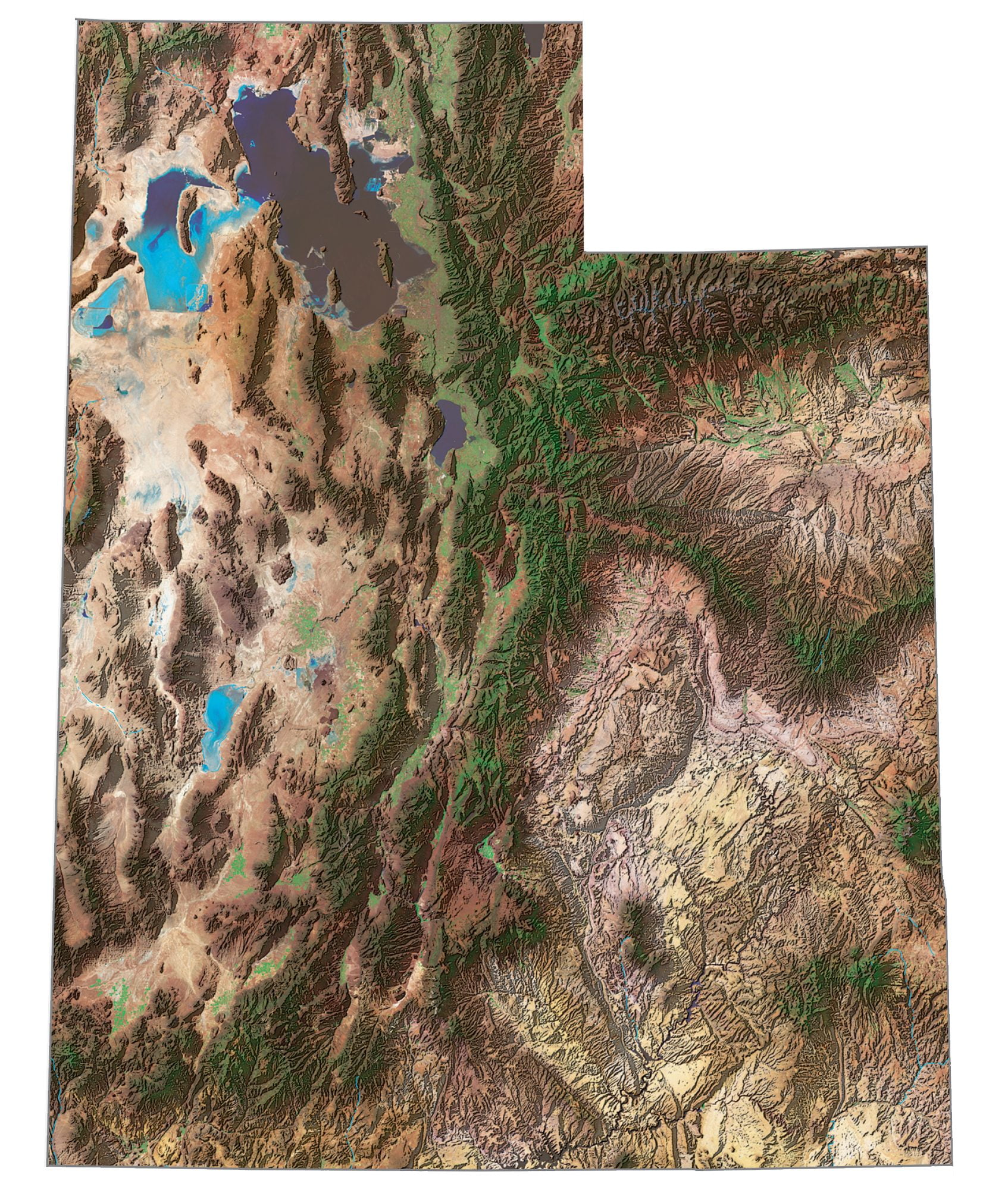 Utah Satellite Map - Large MAP Vivid Imagery-20 Inch By 30 Inch 