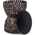 thumbnail image 4 of Twysted Wicker Side Table with Removable Lid, Modern  Nightstand, 15-inch Wooden Tabletop, Hourglass Hyacinth Base, Storage and Decoration for Living Room, Bedroom, Entryway, Brown and Black, 4 of 9