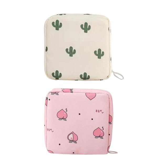 2 Unids Bolsas de Almacenamiento de Servilletas Multiusos Pequeño Organizador de Maquillaje Compacto Encantador Menstrual Cierre de Cremallera para Lápiz Labial Escolar Beige rosa melocotón Zulema titular de almacenamiento