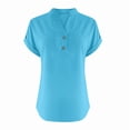 thumbnail image 7 of Linen Shirt for Women Summer Button Down Short Sleeve V Neck Tops Plus Size Solid Shirt Female Comfy Loose T-shirt Blouse Casual Dressy Tunic Tops, 7 of 7