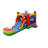 Pogo Sports Theme Commercial Inflatable Bounce House and Wet or Dry Slide Combo Bundle with Blower and Anchor Stakes Included