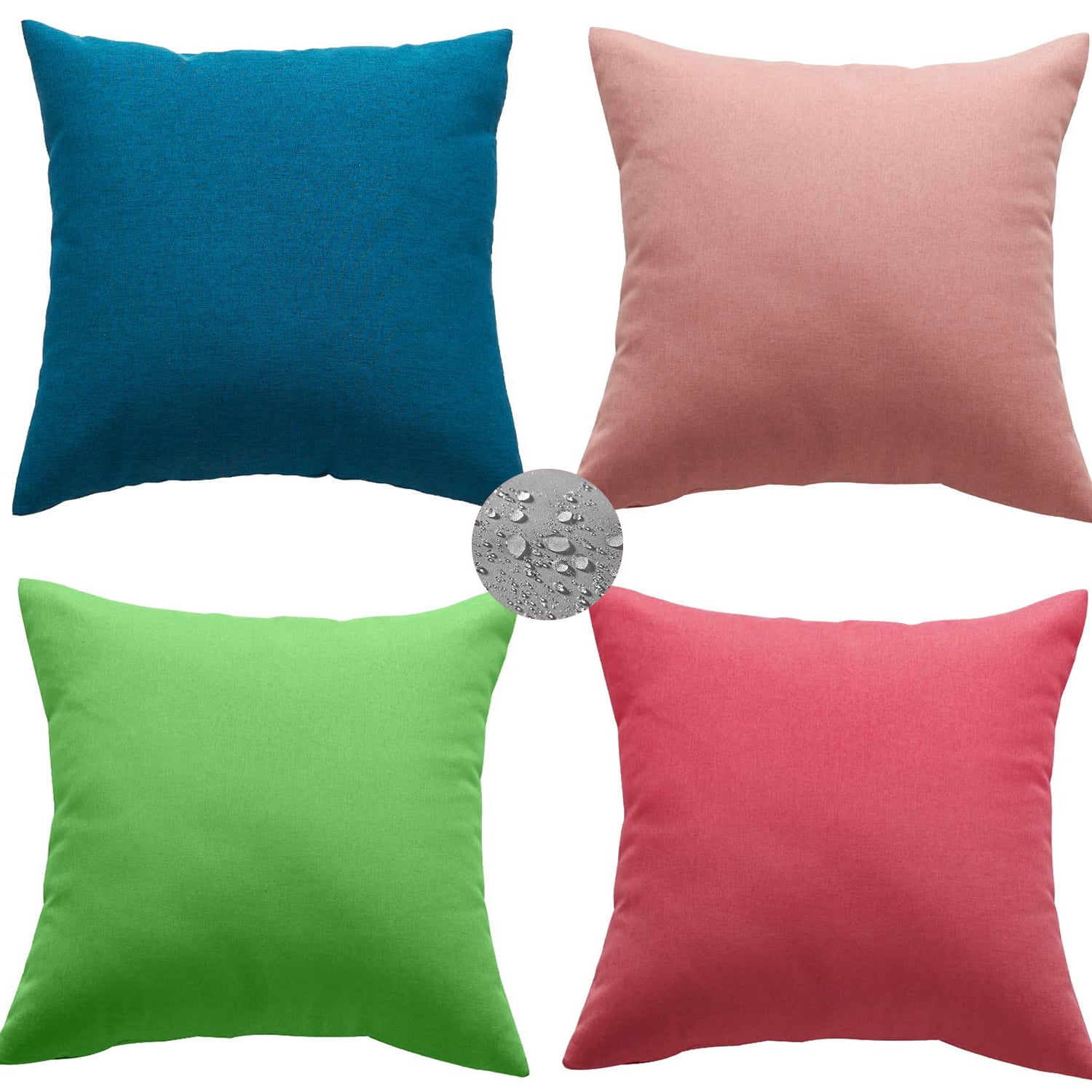 CJC Outdoor Throw Pillow Covers Waterproof Pack of 4 Square Cushion