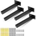 thumbnail image 1 of 4 Pcs Support d'Étagère Industriel Support d'Étagère Mural Fixation Rétro, Supports d'Étagère en Métal avec Vis Bride d'Étagère Murale, Acier Inoxydable Noir 250mm, 1 of 5
