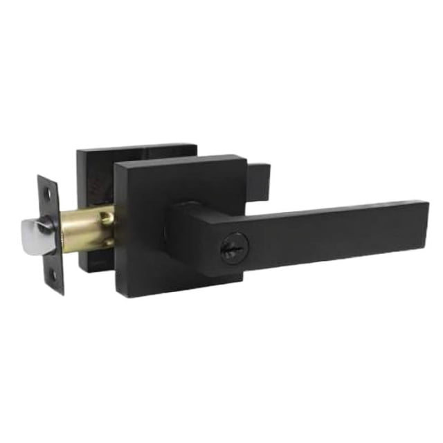 1 paquete de manijas de puerta de privacidad cuadradas negras mate manijas de puerta de baño de cama, cerraduras de puerta Interior de alta resistencia para puertas de lado izquierdo o derec