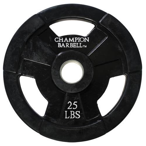 Champion Barbell Olympic Rubber Coated Grip Plate, 25-Pound