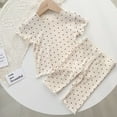 thumbnail image 2 of 1-6T Kids Baby Girls Soft Comfy Capri Sleepwear Short Sleeve Tops with Capri Pants Two-Piece Pjs Lounge Sets, 2 of 6