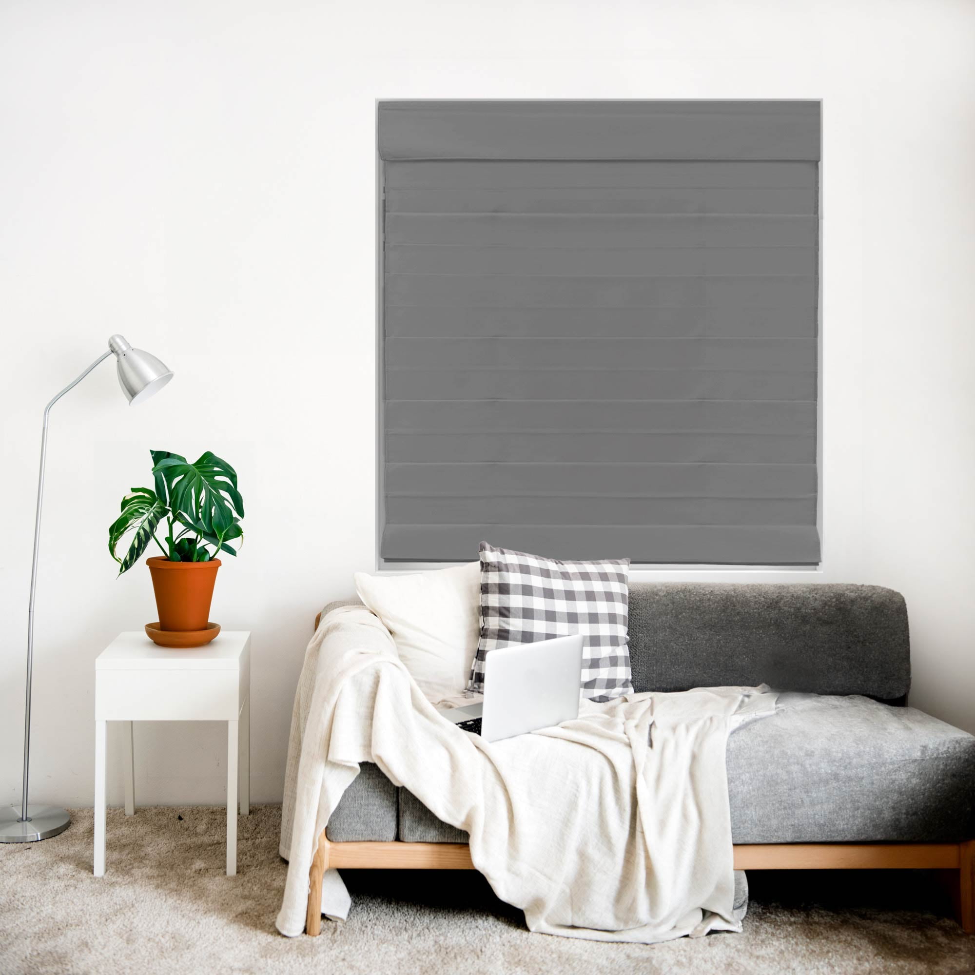 Regal Living Classic Cordless Room Darkening Roman Shade, Gray, 34W x 64L