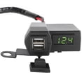 thumbnail image 3 of Adaptador universal de enchufe de cargador USB dual para motocicleta con pantalla de voltímetro, color verde, 3 of 12
