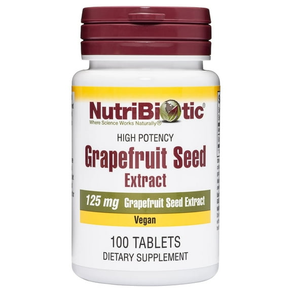 NutriBiotic Grapefruit Seed Extract Tablets 125 Mg, 100 Count, with Bioflavonoids